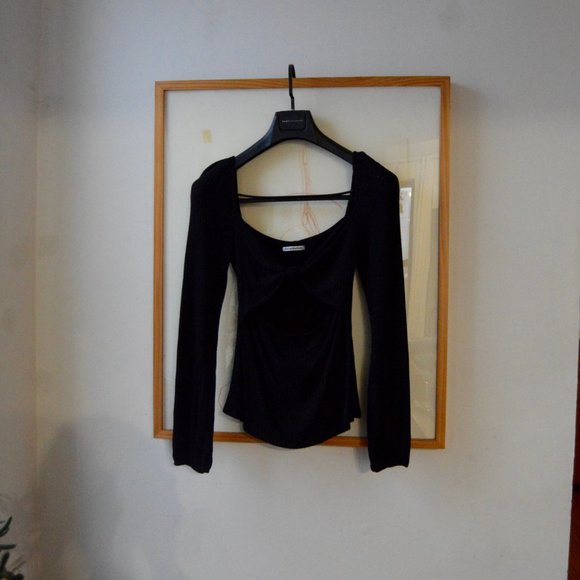 Reformation Black Stretchy Rosalind Top Size L - Picture 2 of 6